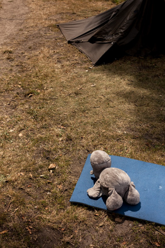 Stuffed animal on a mat